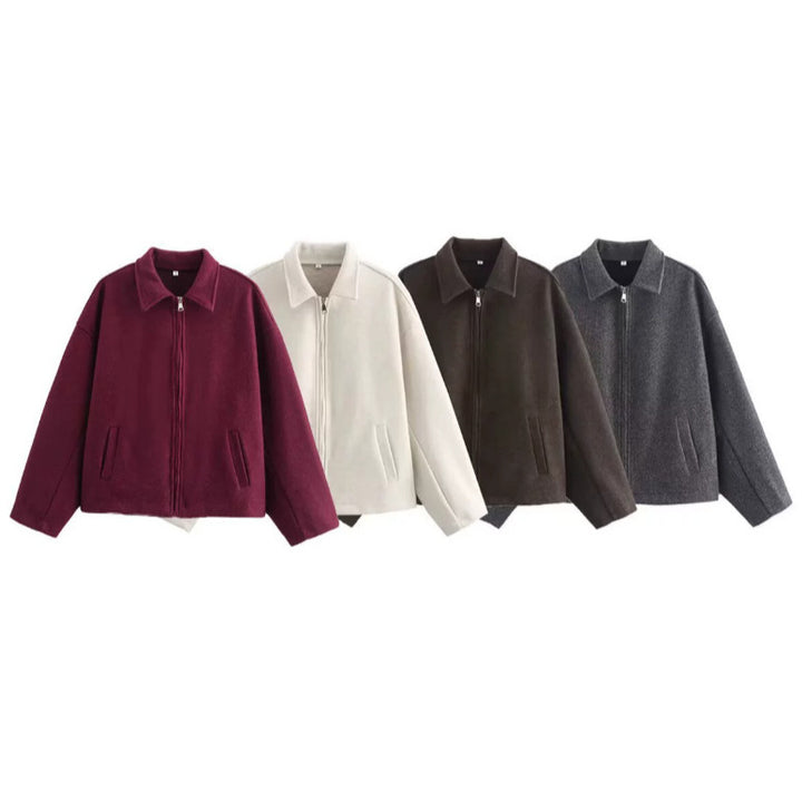 Damen stylische Übergangsjacke mit hohem Kragen und Reißverschluss Drune
