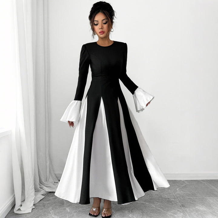 Damen Elegantes Maxikleid mit Rüschendetails und Taillengürtel Drune