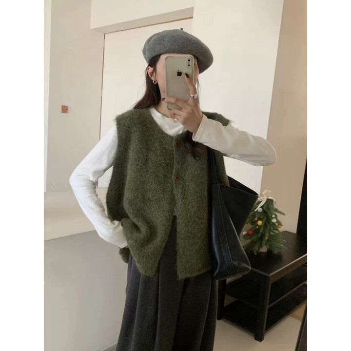 Damen Strickweste mit Knopfdetails und lässigem Schnitt Drune