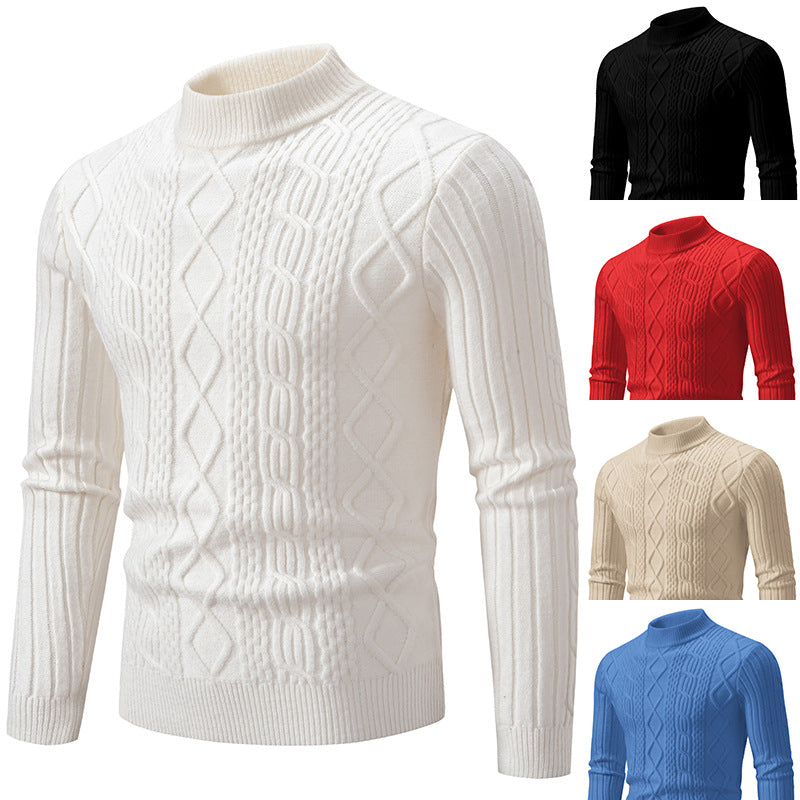 Herren Strukturierter Mockneck-Zopfstrickpullover Drune