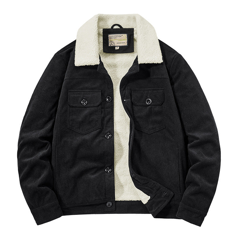 Herren Gemusterte Cordjacke mit Teddyfutter Drune