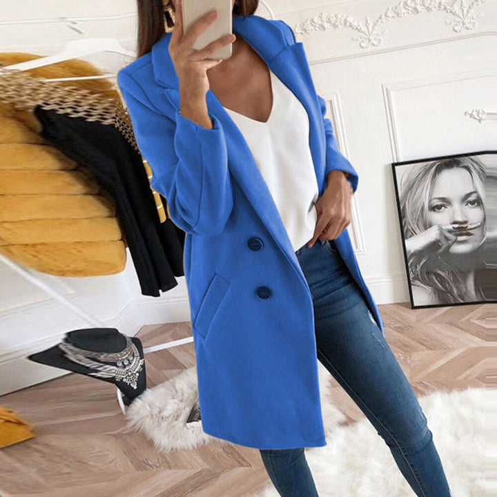 Damen Longline Wolloptik Mantel‑Blazer mit Reverskragen Drune