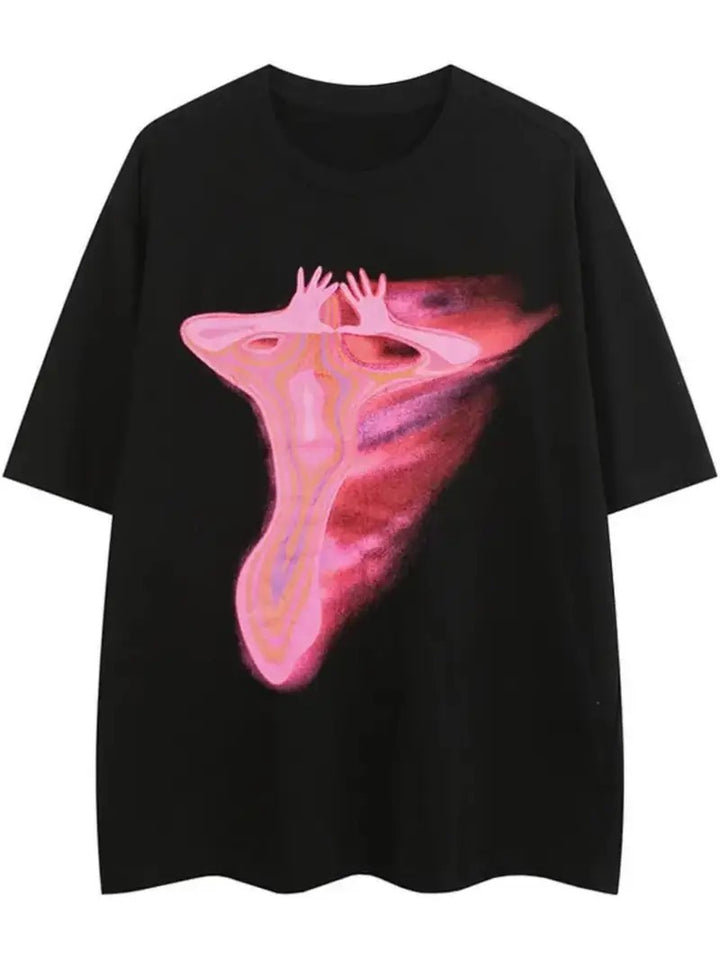 Damen T-Shirt mit künstlerischem Floral-Motiv und lässigem Schnitt Drune