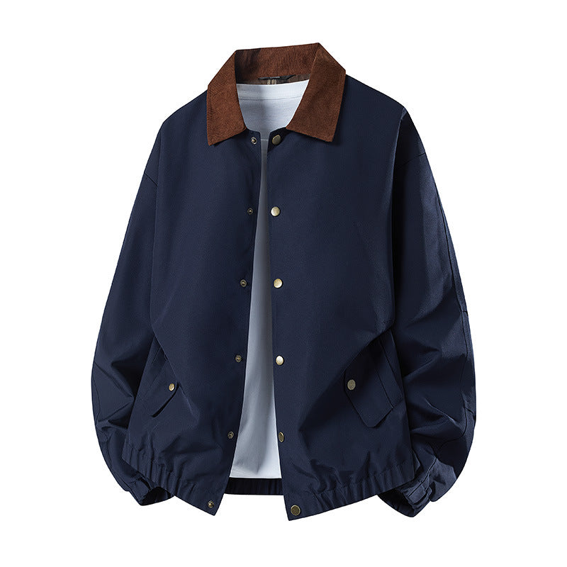Herren Kurz geschnittene Coachjacke mit Cordkragen, verdeckter Druckknopfleiste & elastischem Saum Drune