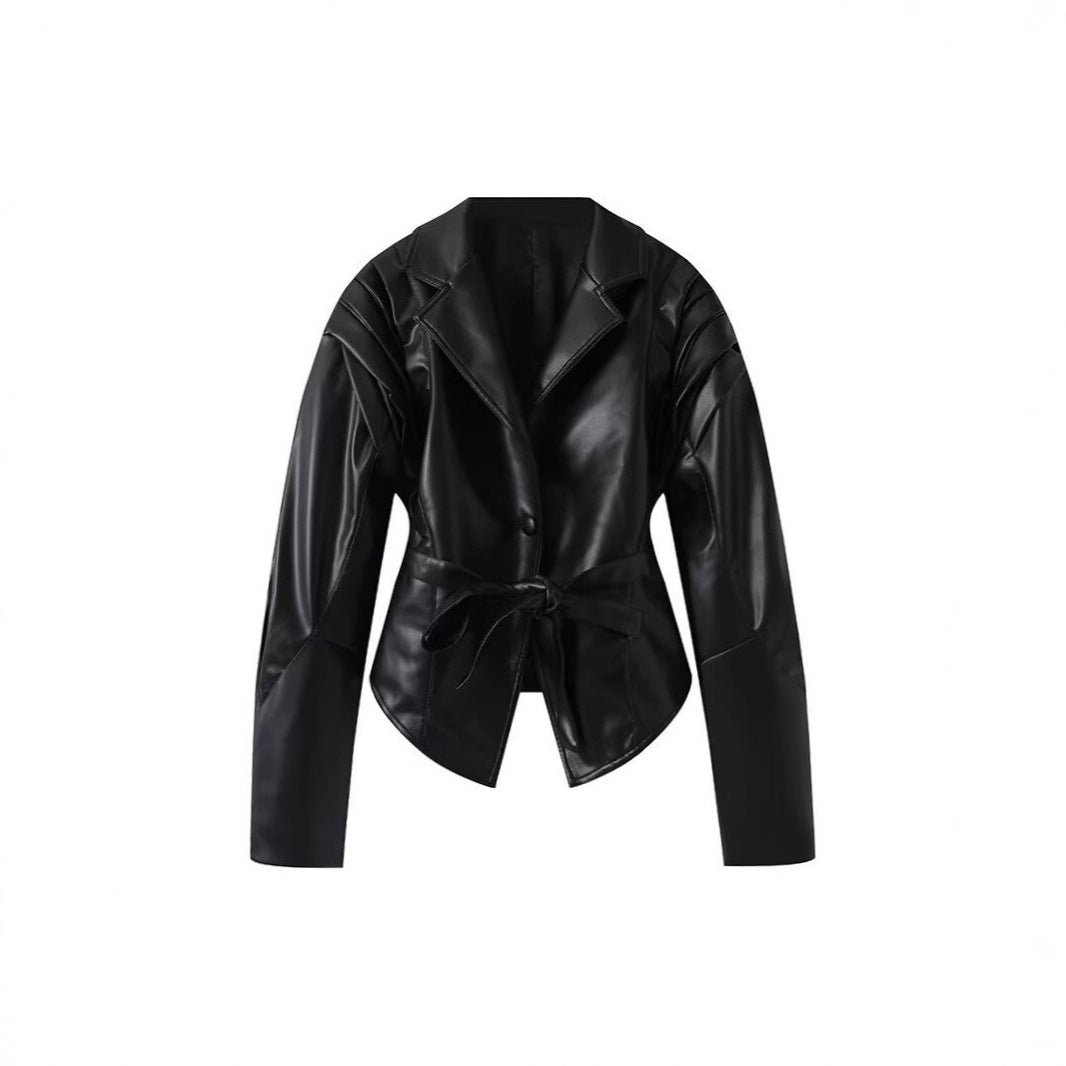 Damen Eleganter Blazer mit strukturierten Details und Taillengürtel Drune
