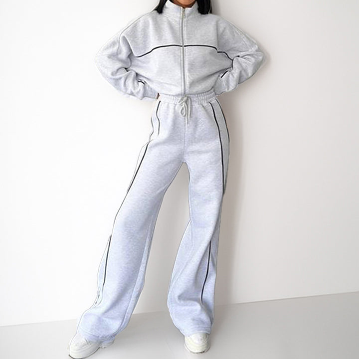 Damen Sportliches Loungewear-Set mit hohem Kragen und weitem Schnitt Drune