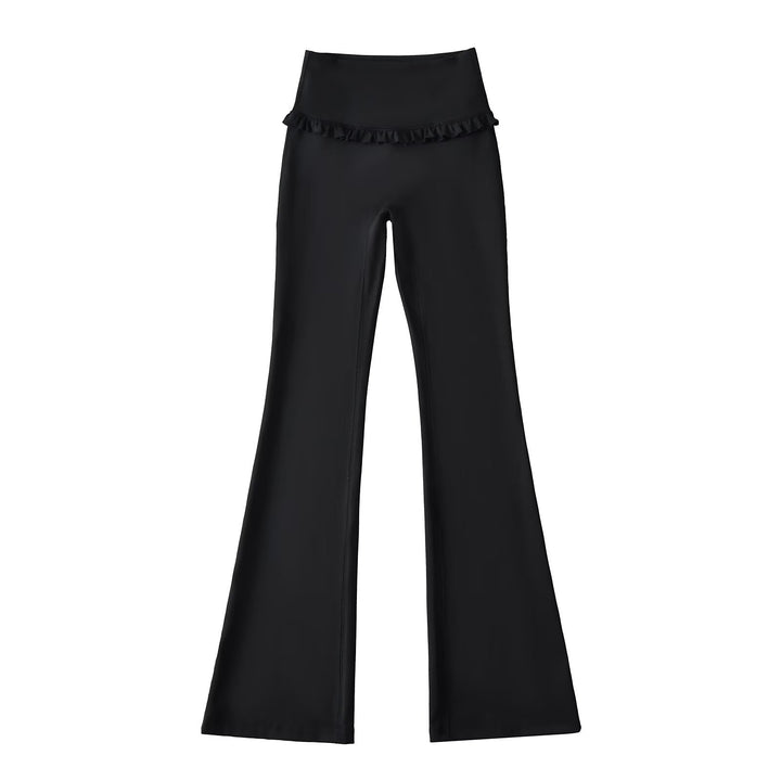 Damen Hochtaillierte Bootcut-Leggings mit Rüschendetails Drune