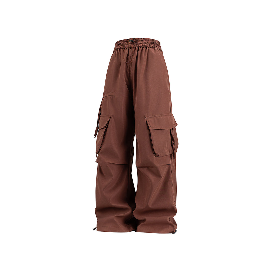 Damen Weite Cargo‑Hose im Baggy‑Cut mit elastischem Tunnelzugbund, Klapp‑Utility‑Taschen und verstellbarem Beinabschluss Drune