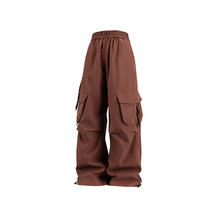Damen Weite Cargo‑Hose im Baggy‑Cut mit elastischem Tunnelzugbund, Klapp‑Utility‑Taschen und verstellbarem Beinabschluss Drune