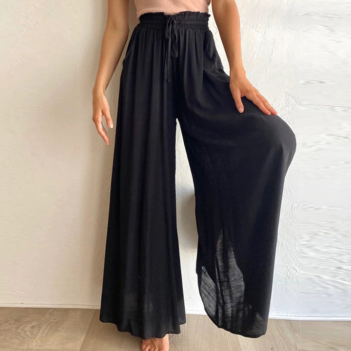 Damen Fließende Maxihose mit elastischem Bund und Taschen Drune