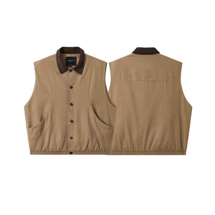 Herren Utilitaristische Weste mit Cordkragen und großzügigen Taschen Drune