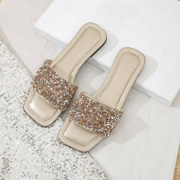 Damen Glamouröse Riemchen-Pantoletten mit funkelnder Strass-Applikation Drune