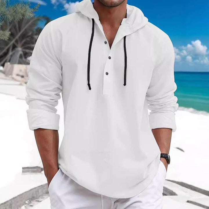 Herren Kapuzen-Hemd mit Knopfleiste und lässigem Design Drune