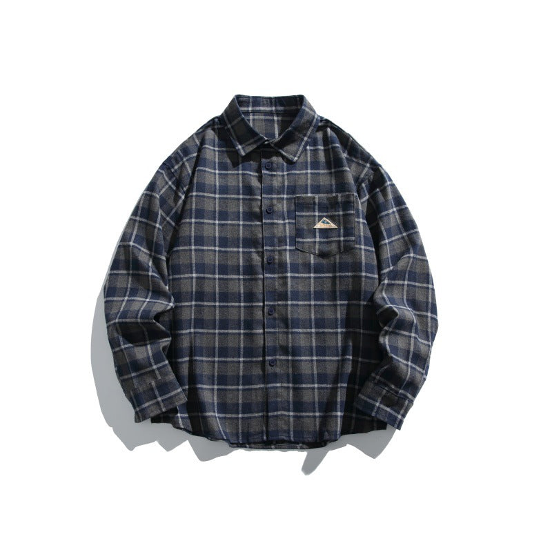 Herren Karierte Flanell-Hemdjacke im Overshirt-Look mit Brusttasche Drune