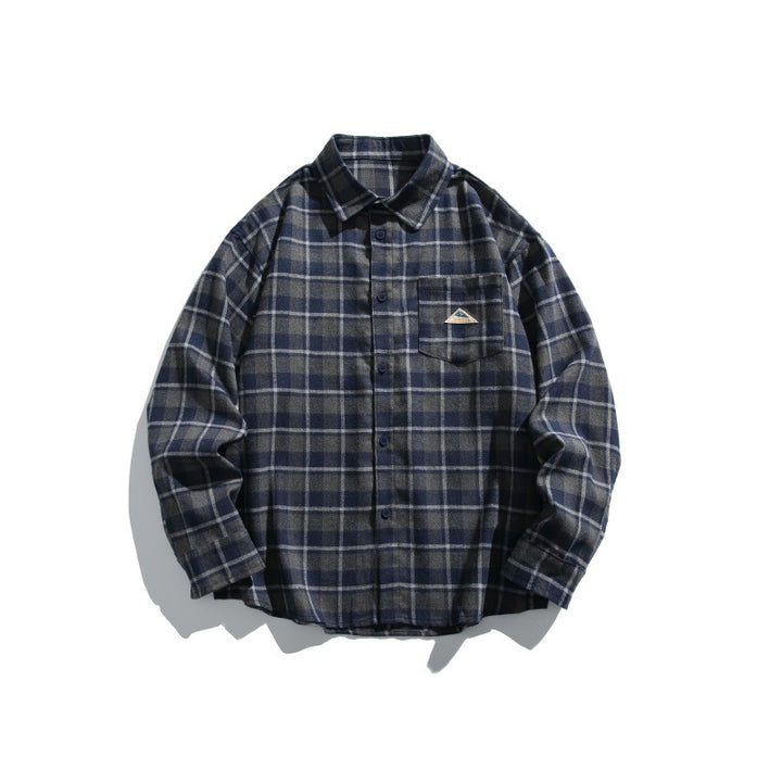 Herren Karierte Flanell-Hemdjacke im Overshirt-Look mit Brusttasche Drune