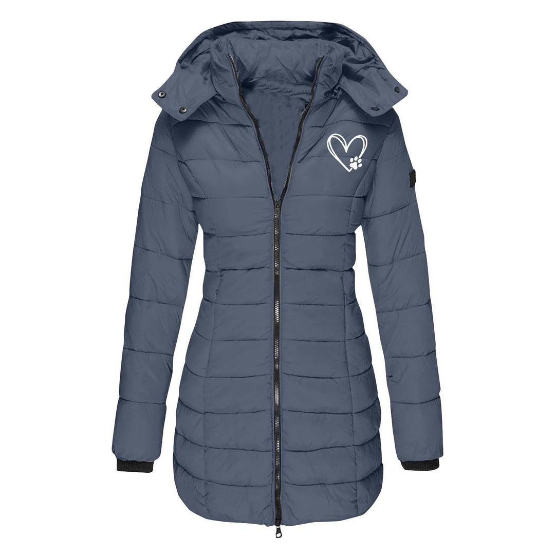 Damen gesteppte Winterjacke mit abnehmbarer Kapuze Drune