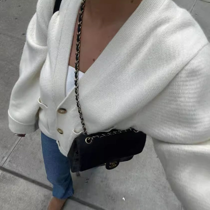 Damen Übergroßer Strickcardigan mit Taschen und V-Ausschnitt Drune