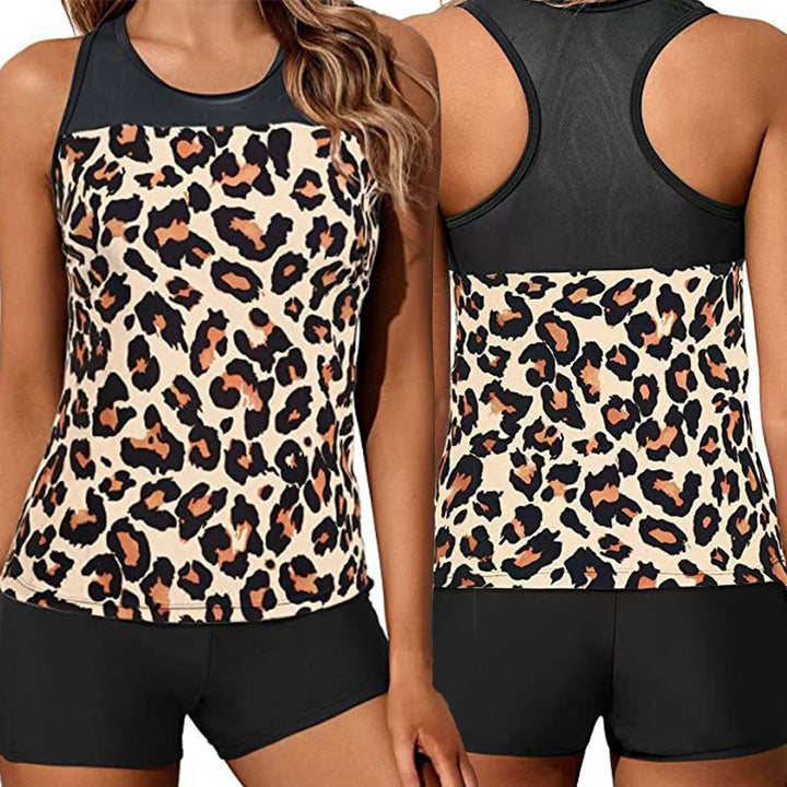 Damen Sportliches Tankini-Set mit dekorativem Leo-Muster Drune