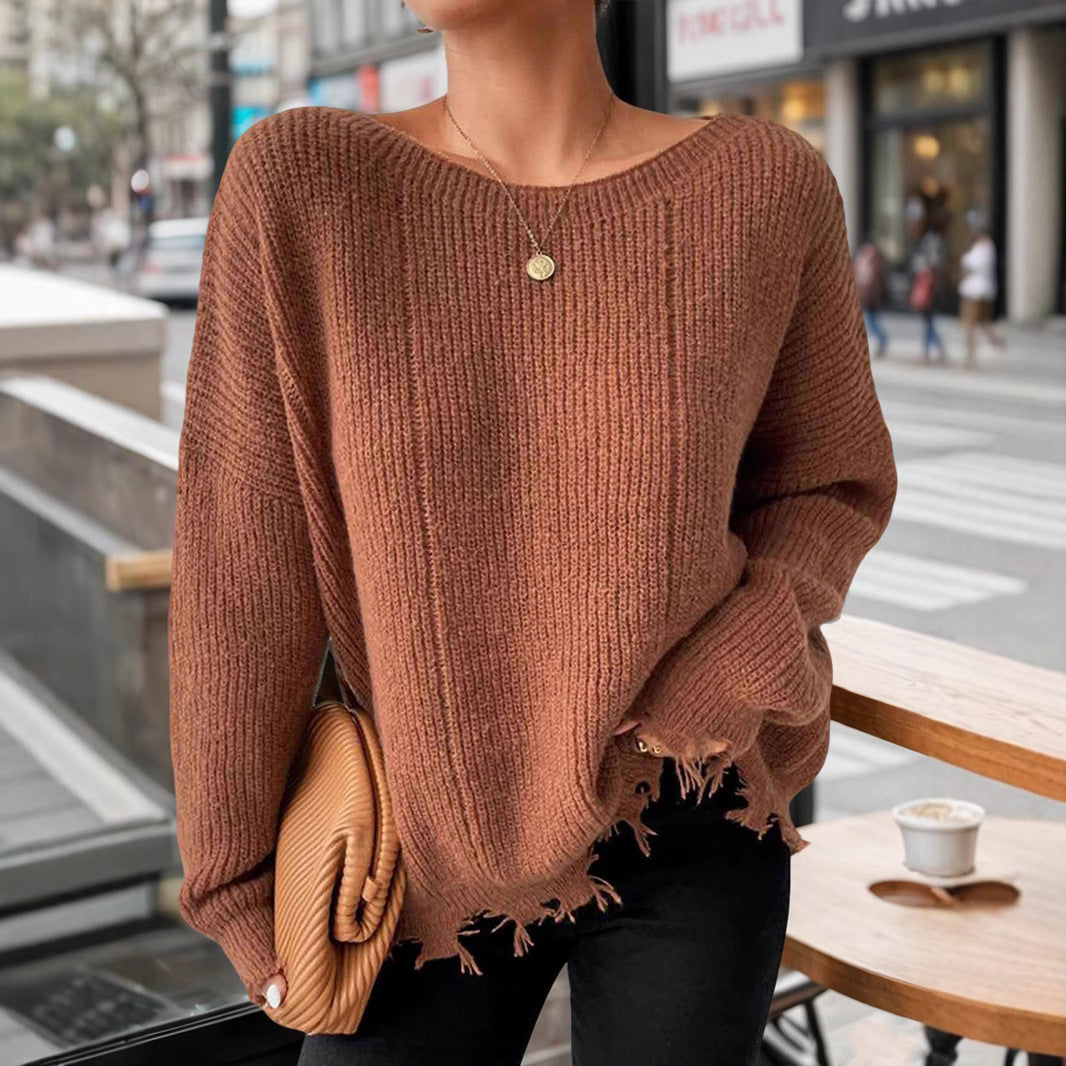 Damen Baumwollpullover mit lässigem Oversized-Schnitt Drune