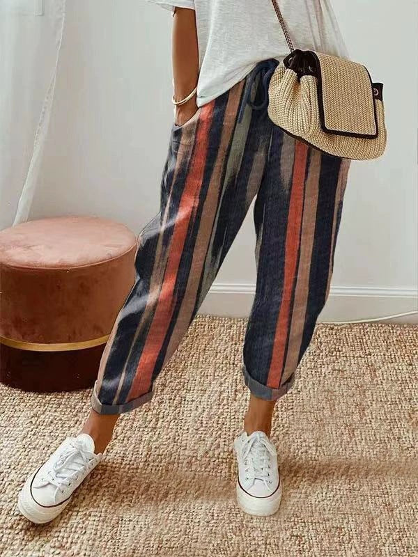 Damen Bequeme und lässige Chino-Hose mit elastischem Bund Drune