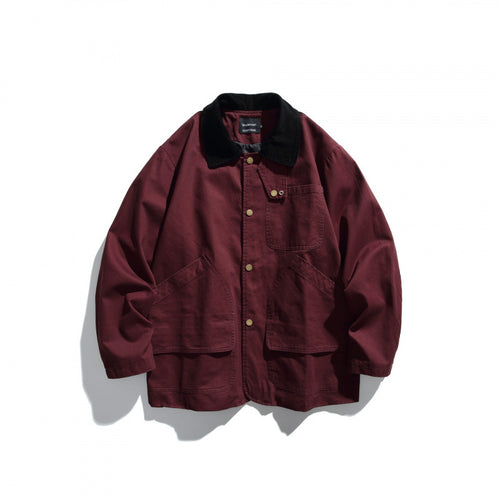 Herren Canvas-Chorejacke mit Cordkragen und Druckknopffront Drune
