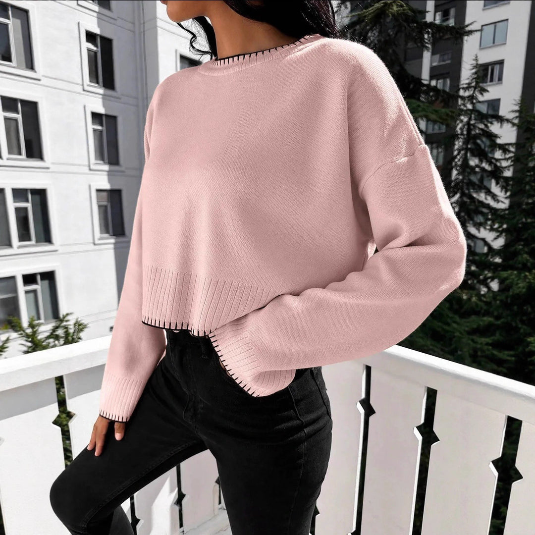 Damen Modischer Pullover mit asymmetrischen Kanten und strukturiertem Design Drune