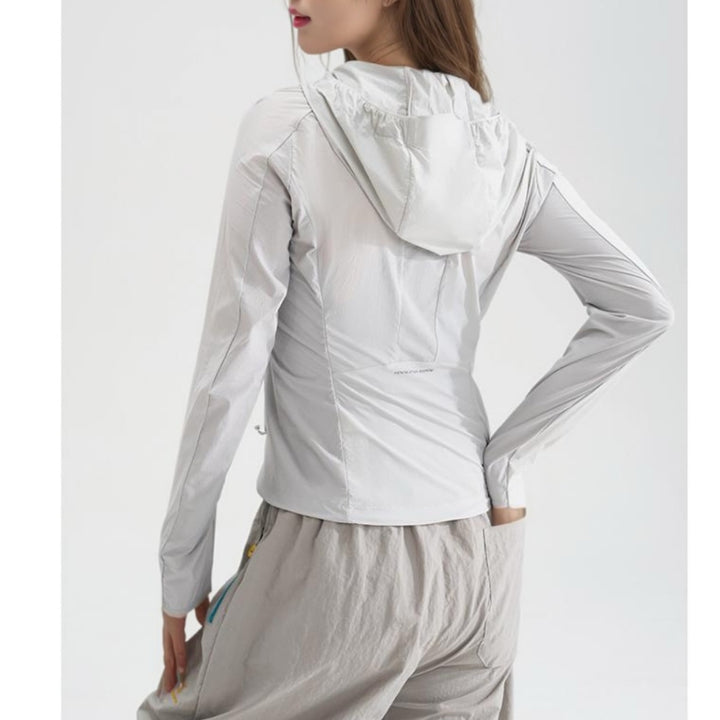 Damen Leichte Kapuzen-Windjacke mit Reißverschluss und verstellbarem Saum Drune