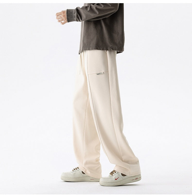 Herren Weite Relax-Jogginghose mit Tunnelzug, Multifunktionstasche & geradem Bein Drune