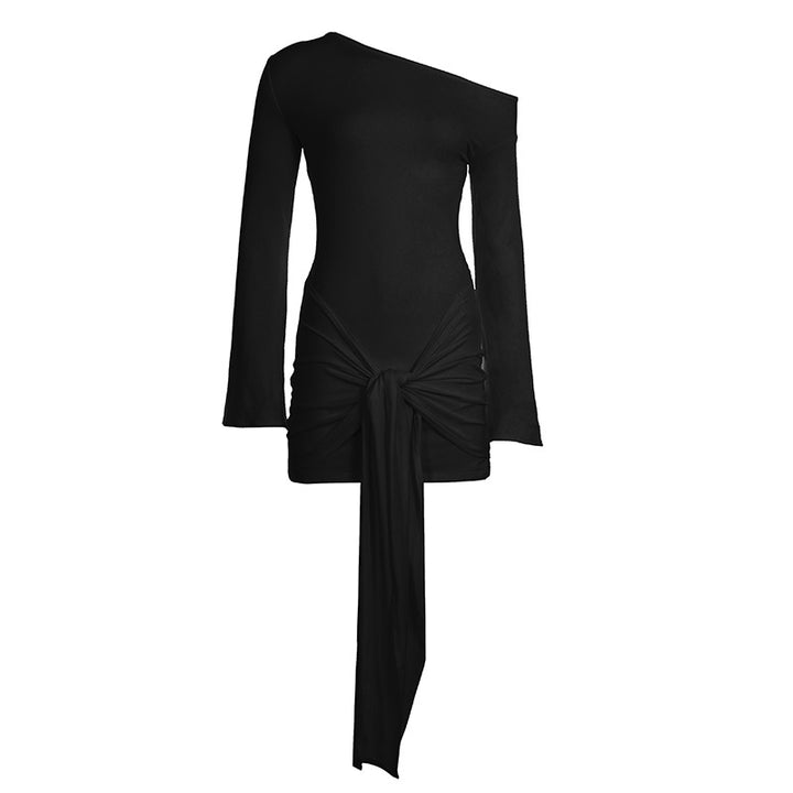 Damen nan tailliertes Wickelshirt mit weiten Trompetenärmeln und extra langem Bindeband Drune