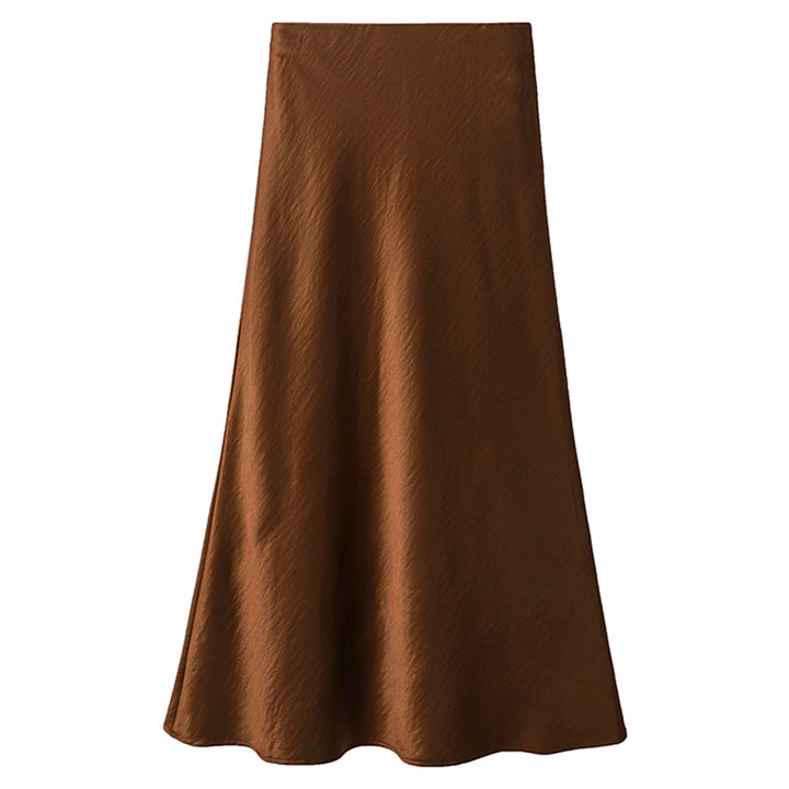 Damen nan schwingender Midirock aus satinierter Viskose mit glattem Taillenbund Drune