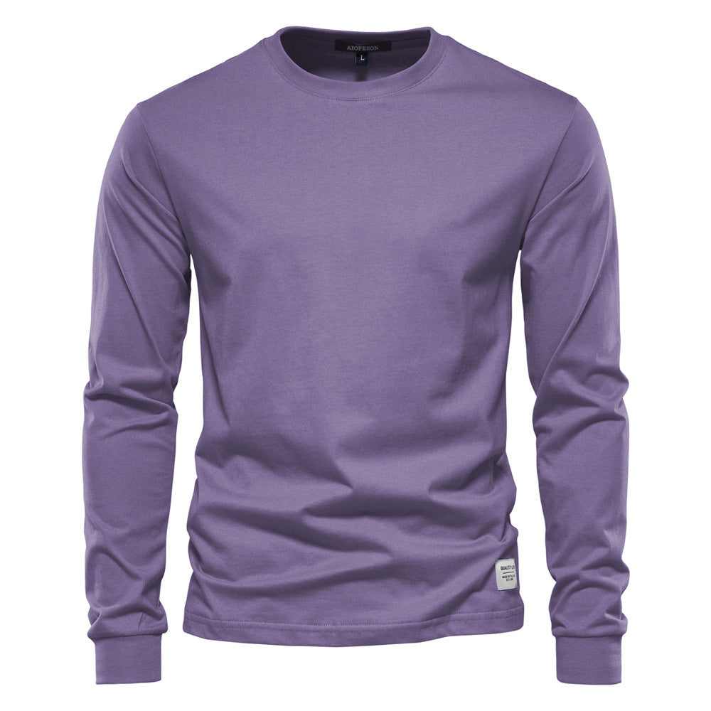 Herren nan klassisches langärmliges Baumwollshirt mit Rundhalsausschnitt und elastischen Bündchen Drune