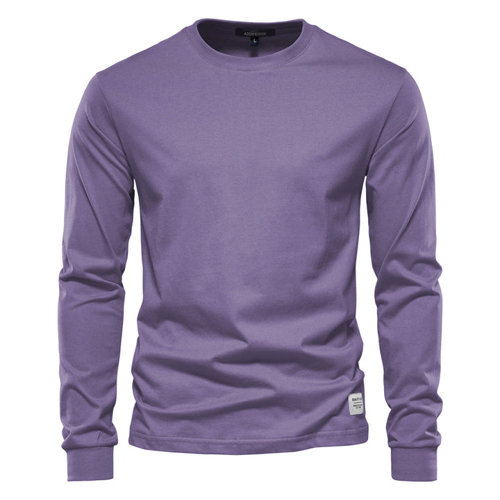 Herren nan klassisches langärmliges Baumwollshirt mit Rundhalsausschnitt und elastischen Bündchen Drune