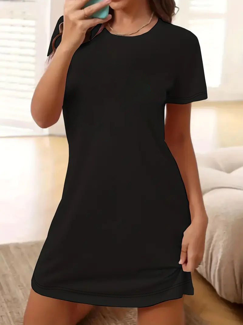 Damen T-Shirt-Kleid im lässigen Schnitt mit Rundhalsausschnitt Drune