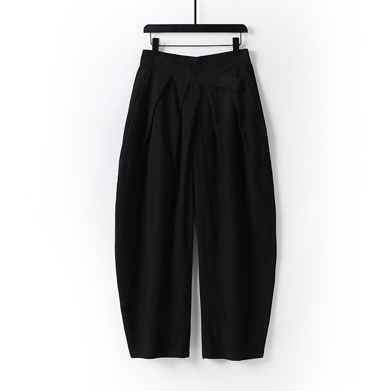 Damen Hochgeschnittene Culotte-Hose mit Bundfalten und elastischem Taillenbund Drune