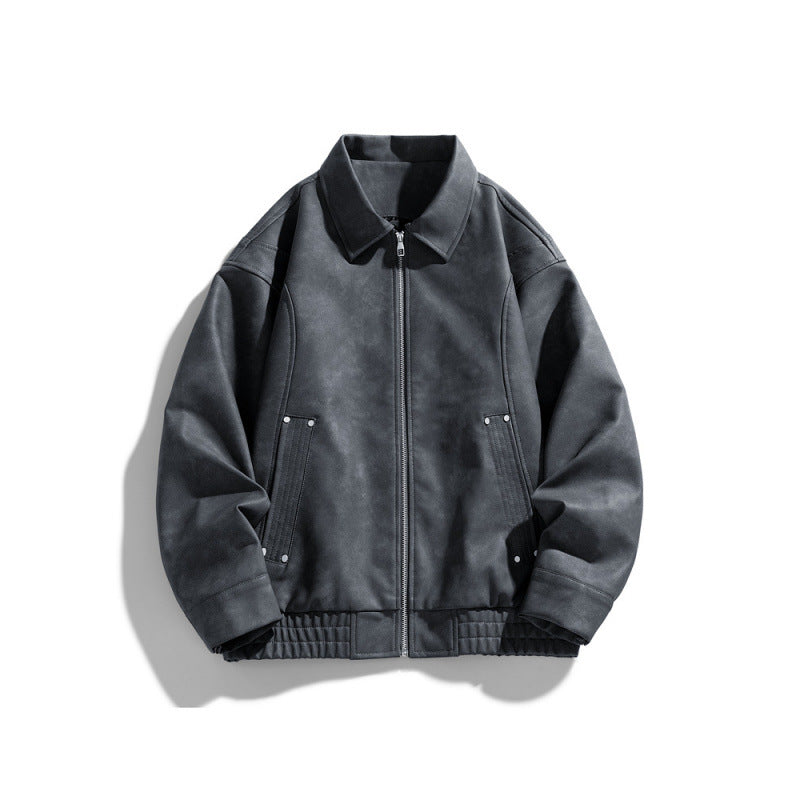 Herren Lässige Kunstlederjacke Drune