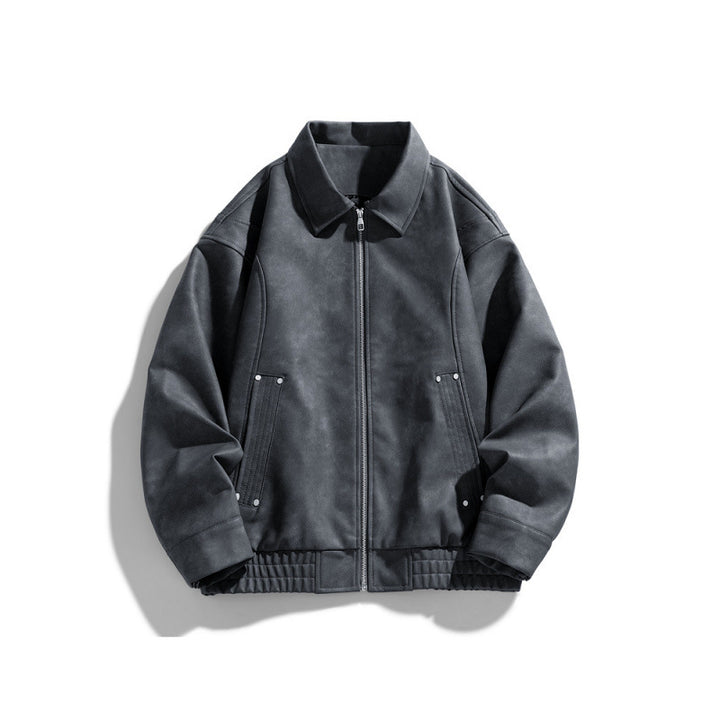 Herren Lässige Kunstlederjacke Drune