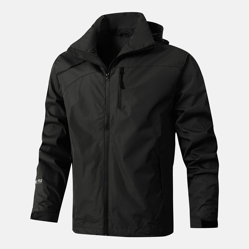 Herren Atmungsaktive wasserdichte Softshelljacke mit nahtversiegelter Membran und verstaubarer Kapuze Drune