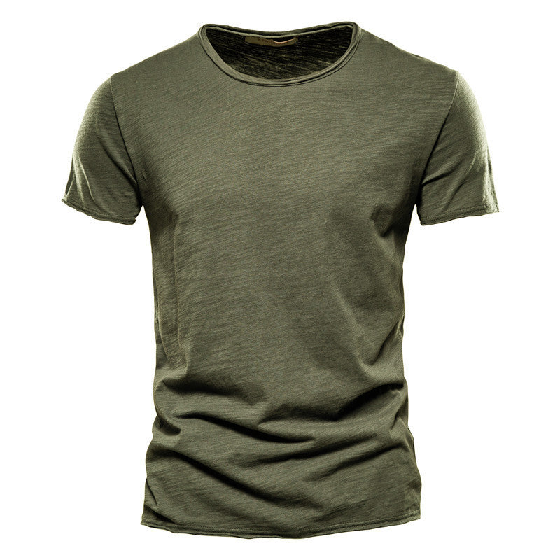 Herren nan leichtes Baumwollshirt mit Rundhalsausschnitt und schlanker Passform Drune