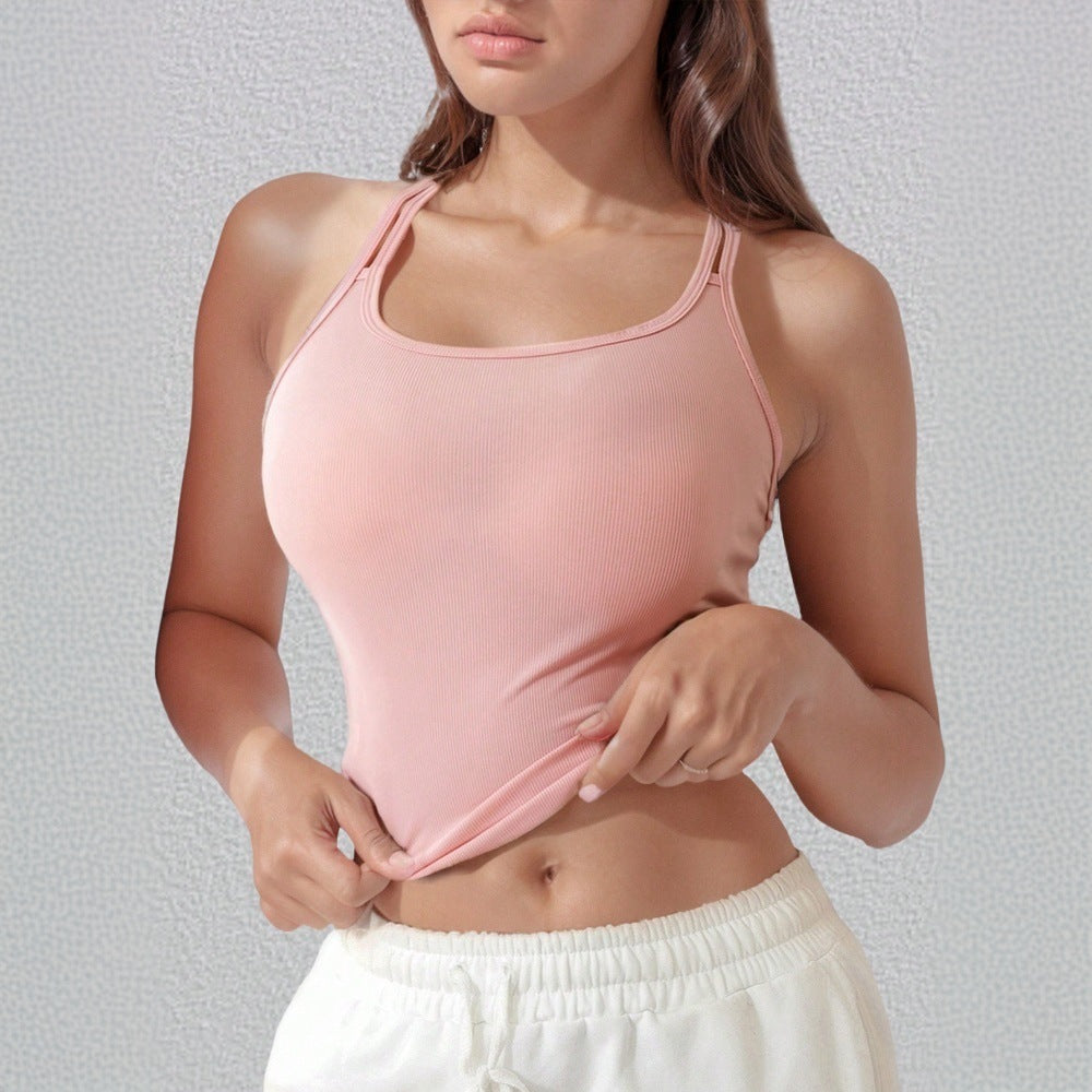 Damen Sportliches Crop-Top mit schmalen Spaghetti-Trägern Drune