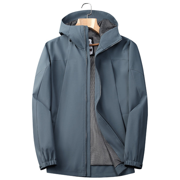 Herren Leichte Softshell‑Regenjacke mit atmungsaktivem Meshfutter und Kapuze Drune