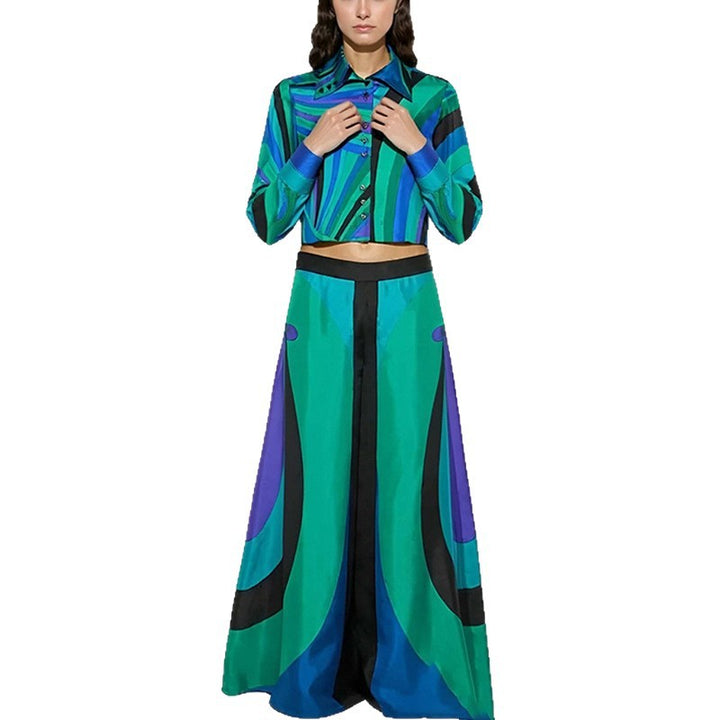 Damen Elegantes Zweiteiliges Set mit Crop-Top und Maxiröcke Drune