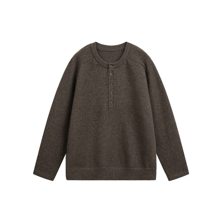 Damen Grobstrick-Henley-Pullover im Oversize-Schnitt mit Knopfleiste Drune