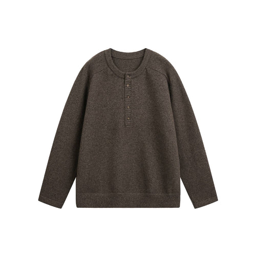 Damen Grobstrick-Henley-Pullover im Oversize-Schnitt mit Knopfleiste Drune