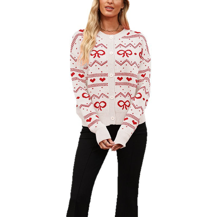 Damen Strickjacke mit verspieltem Herz- und Schleifenmuster Drune