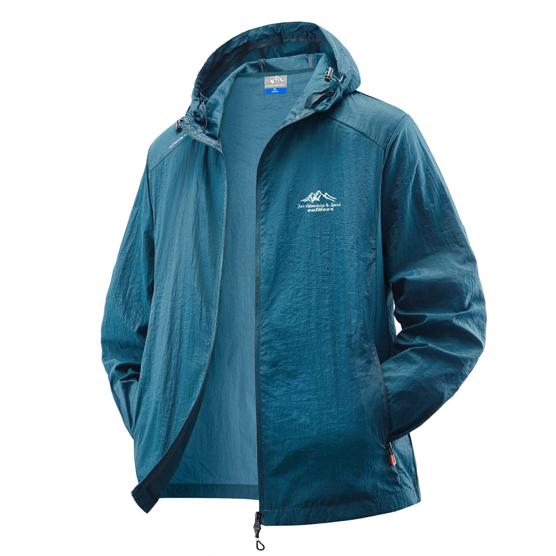 Herren Leichte Windbreaker-Jacke mit verstellbarer Kapuze