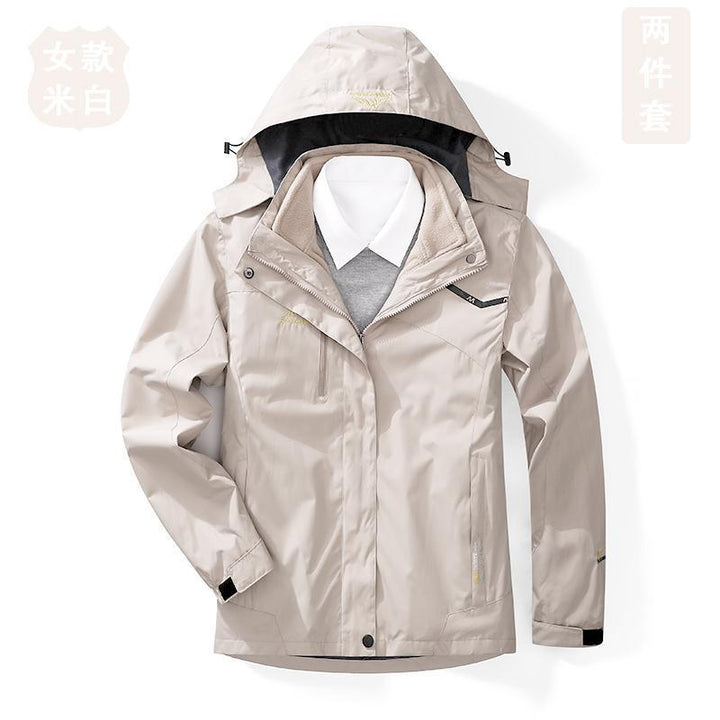 Herren zweilagige wasserdichte Outdoorjacke mit Fleecekragen und Kapuze Drune