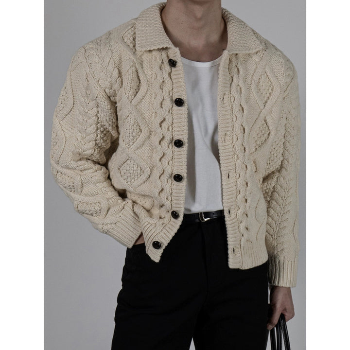 Herren Grobstrick Jacke mit Stehkragen Drune