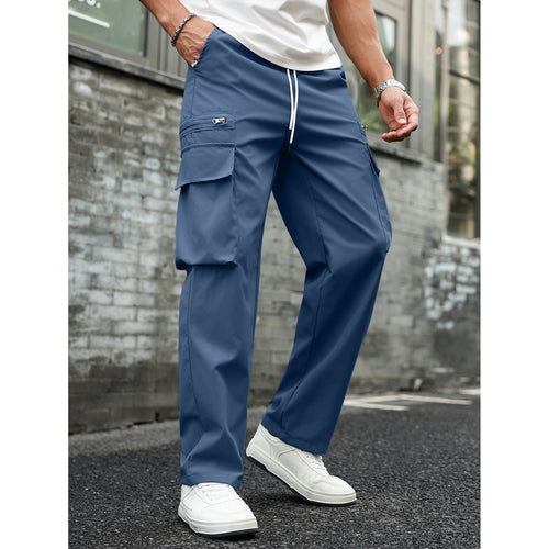 Herren Multifunktionale Cargo-Hose mit Taschen und elastischem Bund Drune