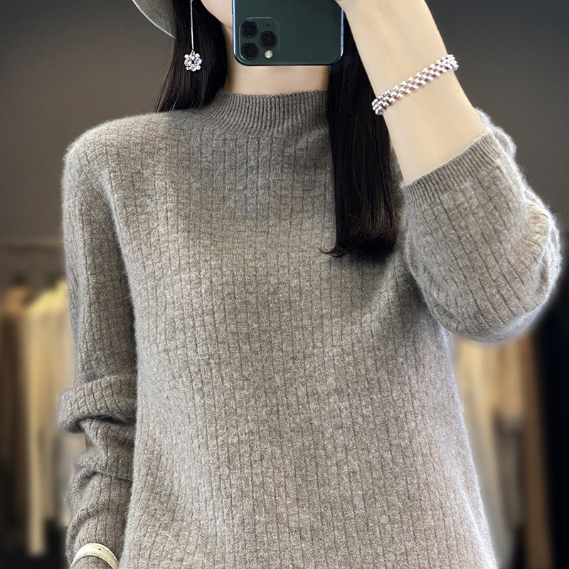 Damen Weicher Boxy-Mockneckpullover im Mohair-Look mit feiner Kastenrippenstruktur Drune