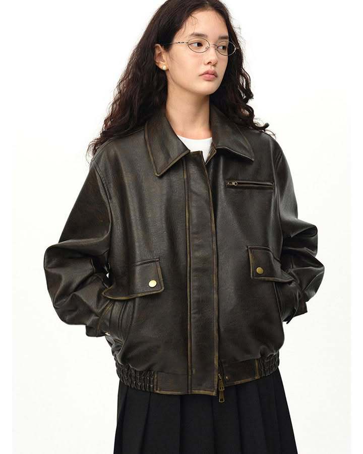 Damen lässige Lederjacke Drune
